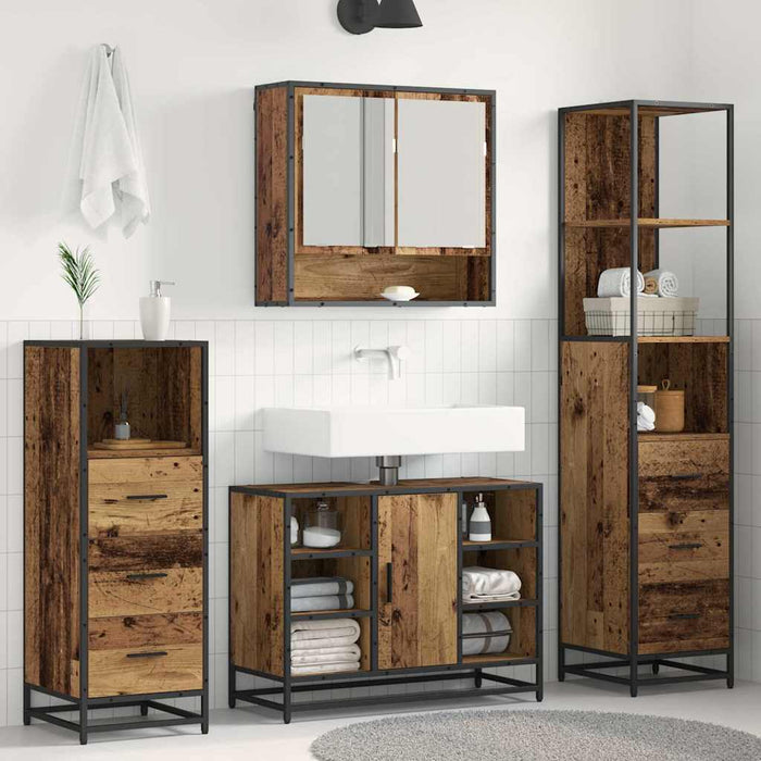 Set de mobilier pentru baie 3 pcs Lemn Vechi Lemn compozit - WALTI WALTI