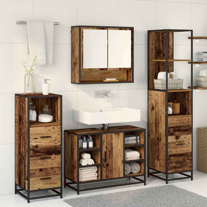 Set de mobilier pentru baie 3 pcs Lemn Vechi Lemn compozit - WALTI WALTI