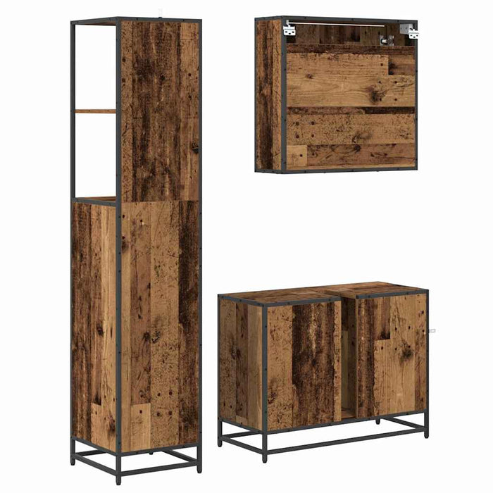 Set de mobilier pentru baie 3 pcs Lemn Vechi Lemn compozit - WALTI WALTI