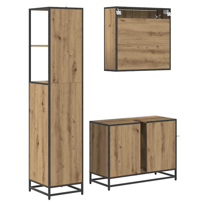 Set de mobilier pentru baie cu sertar 3 pcs Stejar Artizanal WALTI