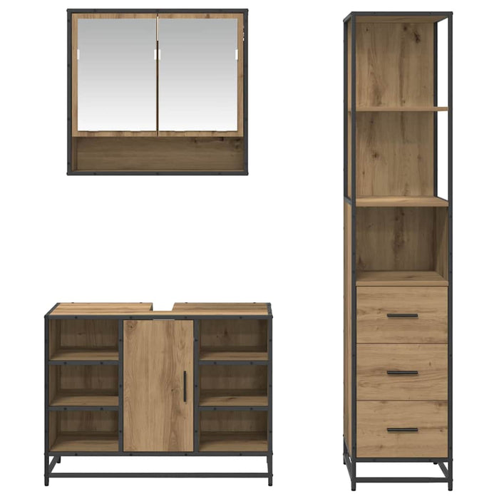 Set de mobilier pentru baie cu sertar 3 pcs Stejar Artizanal WALTI