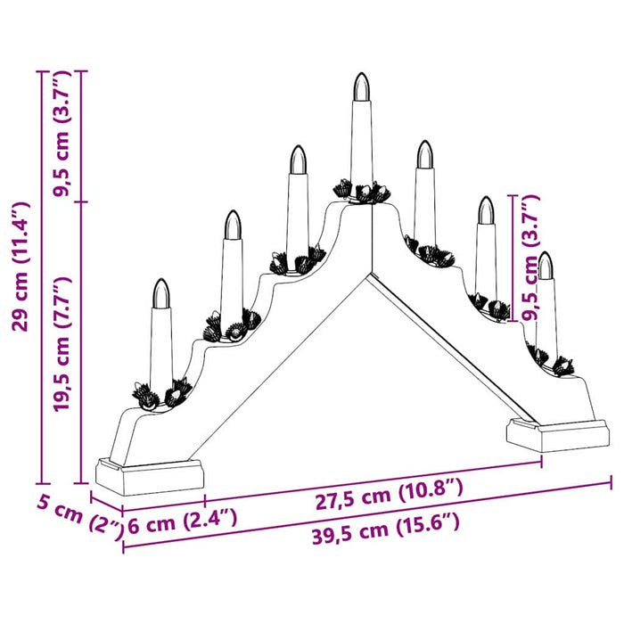 Pod din Lumânări de Crăciun cu 7 LED Roșu 39.5 x 5 x 29 cm WALTI