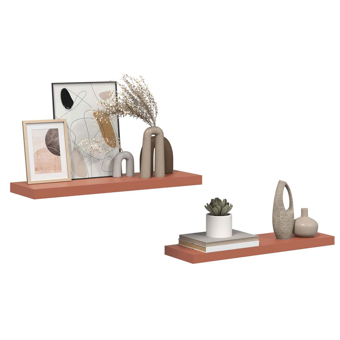 Raft de perete 2 pcs Roșu 80 x 23,5 x 4 cm Lemn compozit - WALTI WALTI