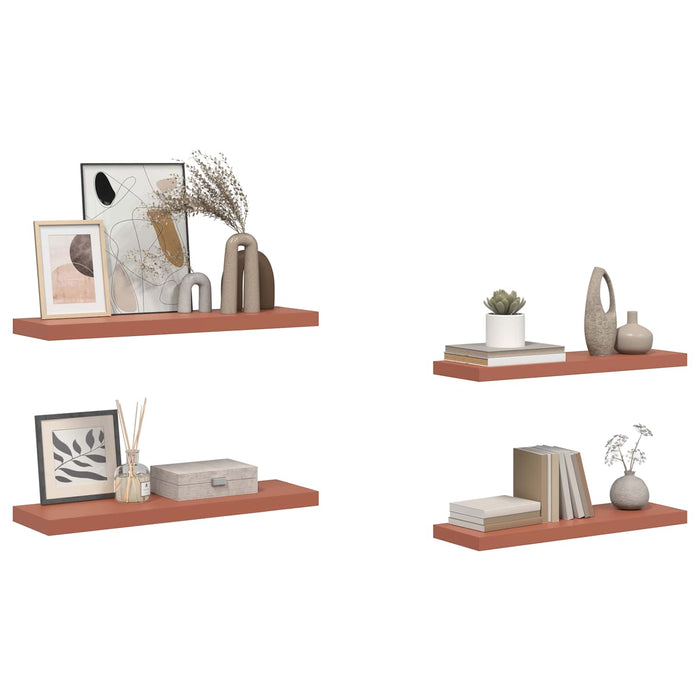 Raft de perete 4 pcs Roșu 80 x 23,5 x 4 cm Lemn compozit - WALTI WALTI