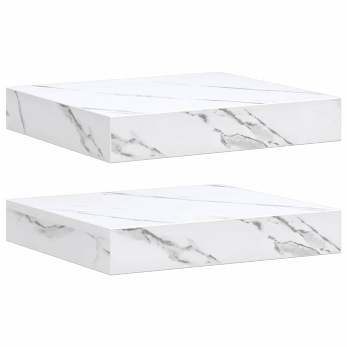Raft de perete Pe perete 2 pcs Marmură albă 23 x 23,5 x 4 cm - WALTI WALTI