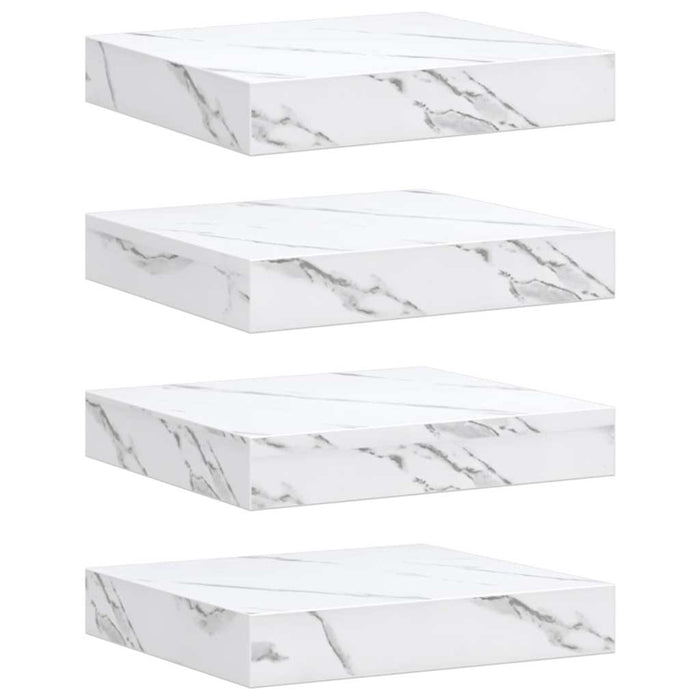 Raft de perete Pe perete 4 pcs Marmură albă 23 x 23,5 x 4 cm - WALTI WALTI