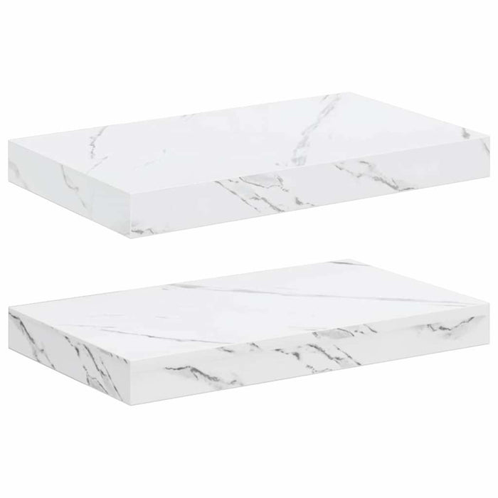Raft de perete Pe perete 2 pcs Marmură albă 40 x 23,5 x 4 cm - WALTI WALTI