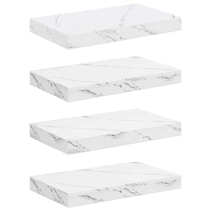 Raft de perete Pe perete 4 pcs Marmură albă 40 x 23,5 x 4 cm - WALTI WALTI