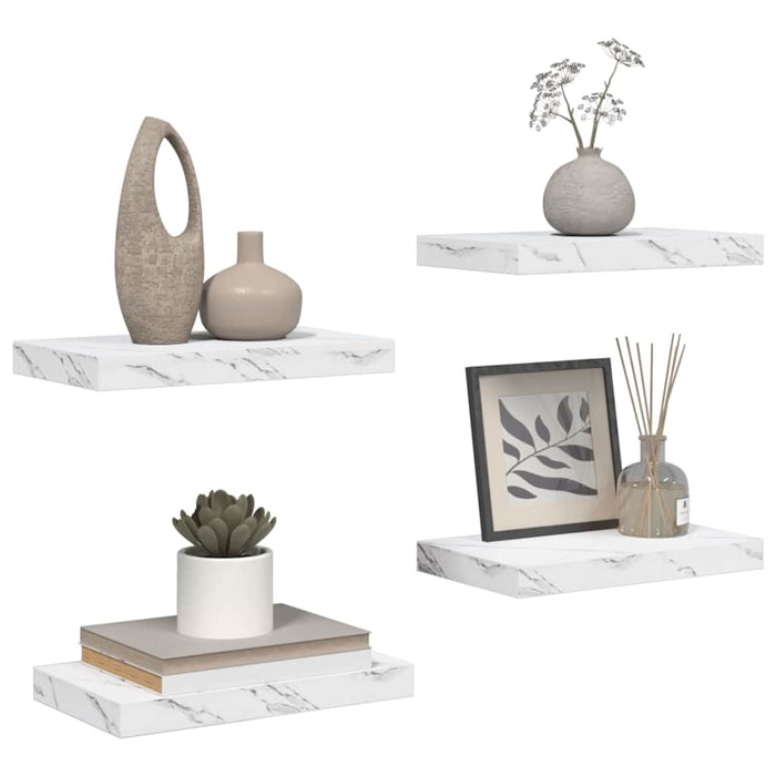 Raft de perete Pe perete 4 pcs Marmură albă 40 x 23,5 x 4 cm - WALTI WALTI