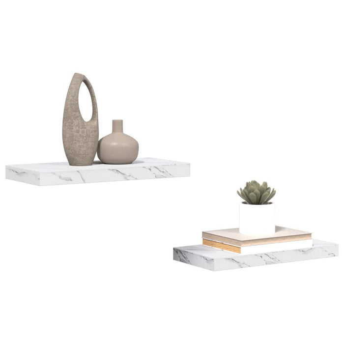 Raft de perete Pe perete 2 pcs Marmură albă 50 x 23,5 x 4 cm - WALTI WALTI