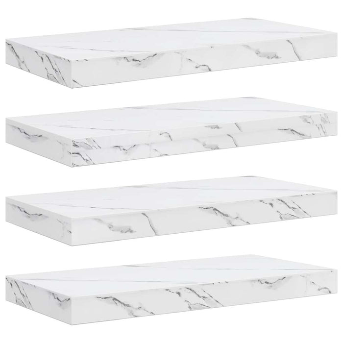 Raft de perete Pe perete 4 pcs Marmură albă 50 x 23,5 x 4 cm - WALTI WALTI