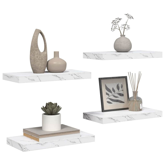 Raft de perete Pe perete 4 pcs Marmură albă 50 x 23,5 x 4 cm - WALTI WALTI