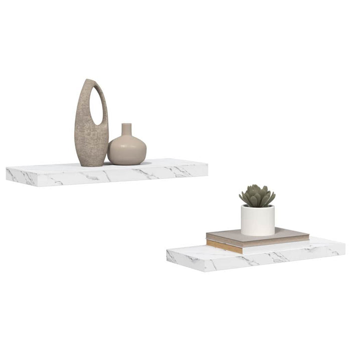 Raft de perete Pe perete 2 pcs Marmură albă 60 x 23,5 x 4 cm - WALTI WALTI