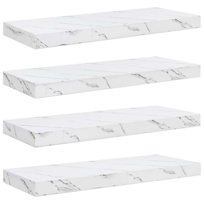 Raft de perete 4 pcs Marmură albă 50 x 23 x 4 cm Lemn compozit - WALTI WALTI