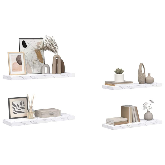 Raft de perete Pe perete 4 pcs Marmură albă 80 x 23,5 x 4 cm - WALTI WALTI