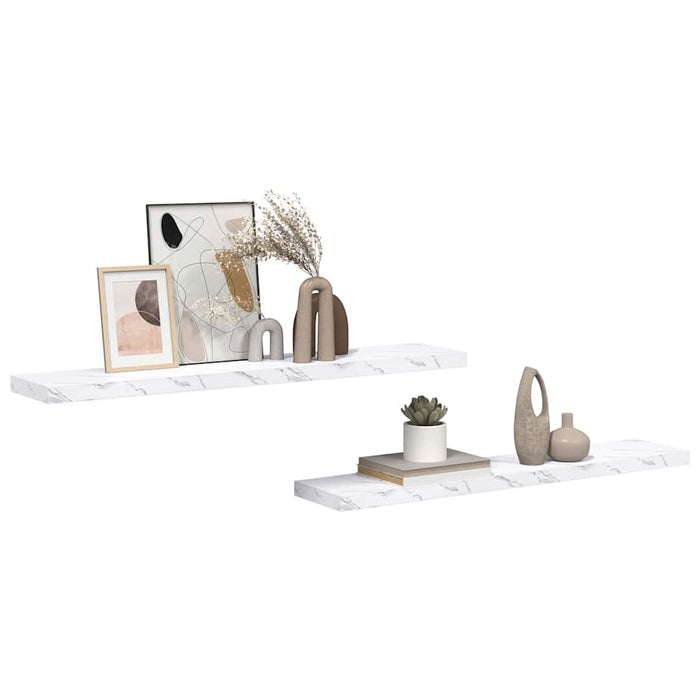 Raft de perete Pe perete 2 pcs Marmură albă 120 x 23,5 x 4 cm - WALTI WALTI