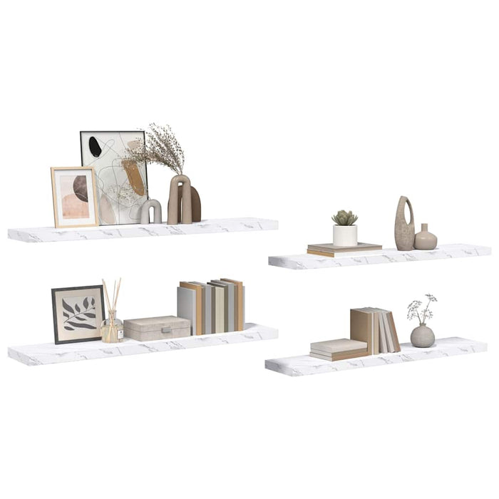 Raft de perete Pe perete 4 pcs Marmură albă 120 x 23,5 x 4 cm - WALTI WALTI