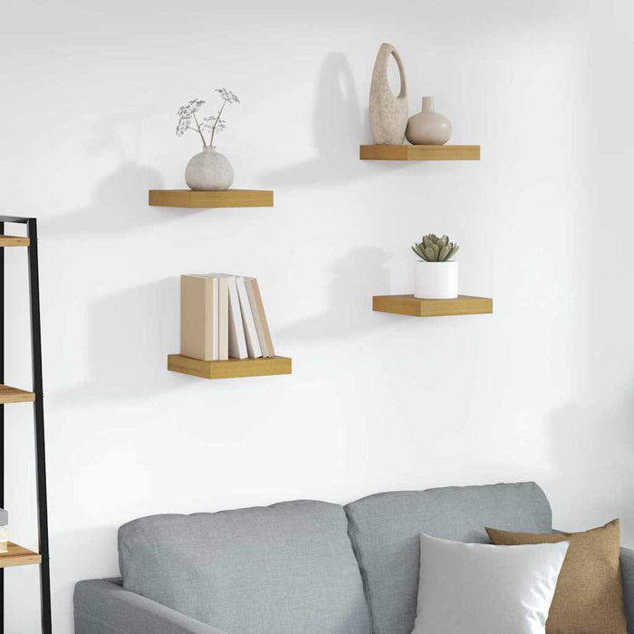 Raft de perete 4 pcs Bej 23 x 23,5 x 4 cm Lemn compozit - WALTI WALTI