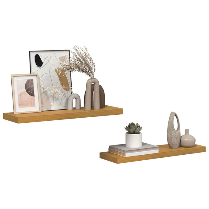 Raft de perete 2 pcs Bej 80 x 23,5 x 4 cm Lemn compozit - WALTI WALTI