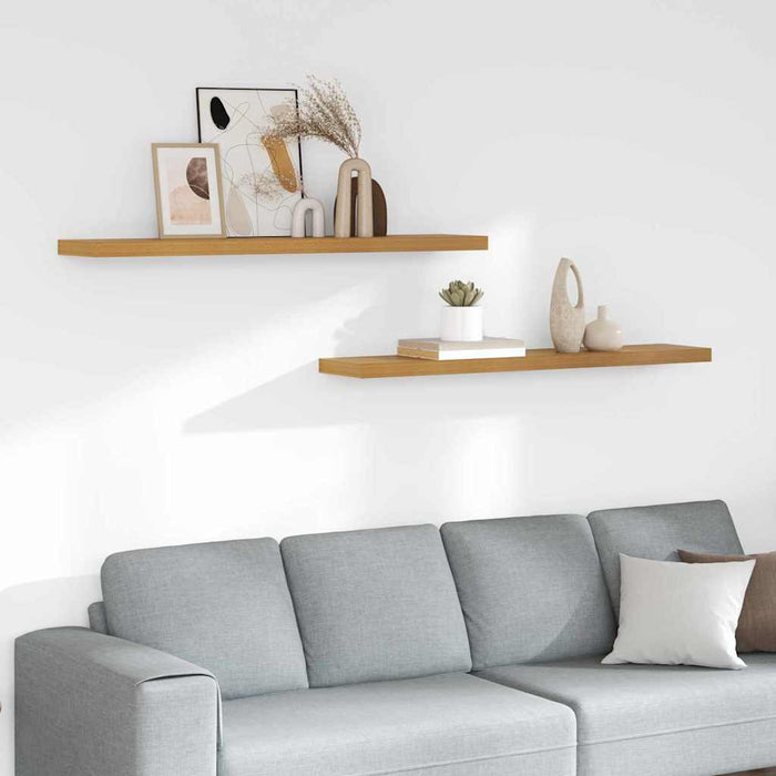 Raft de perete 2 pcs Bej 120 x 23,5 x 4 cm Lemn compozit - WALTI WALTI