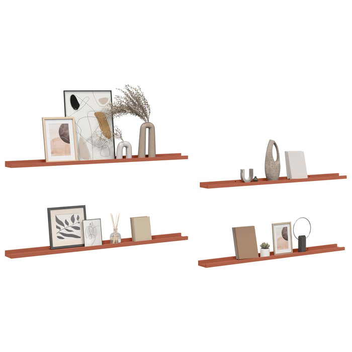 Raft de perete cu raft 4 pcs Roșu 115 x 9 x 3 cm Lemn compozit - WALTI WALTI