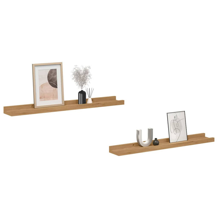 Raft de perete cu raft 2 pcs Maro 60 x 9 x 3 cm Lemn compozit - WALTI WALTI