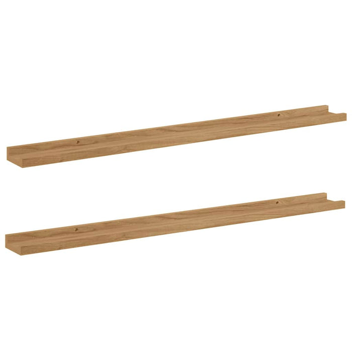Raft de perete cu raft 2 pcs Maro 100 x 9 x 3 cm Lemn compozit WALTI