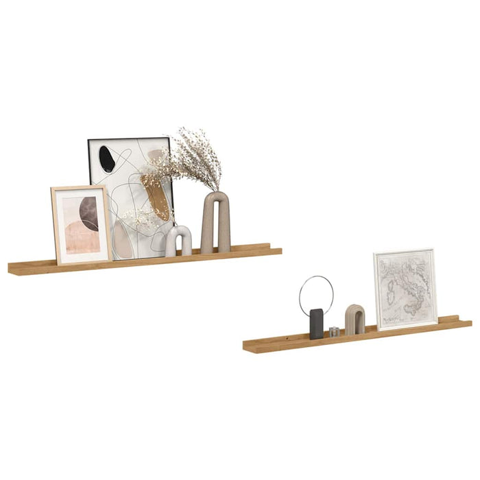 Raft de perete cu raft 2 pcs Maro 100 x 9 x 3 cm Lemn compozit WALTI