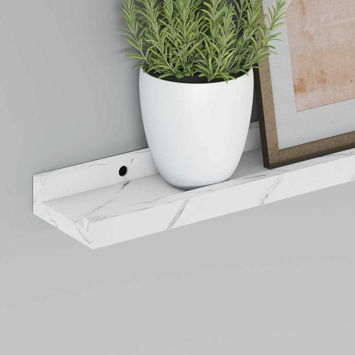 Raft de perete 2 pcs Marmură albă 40 x 9 x 3 cm Lemn compozit - WALTI WALTI