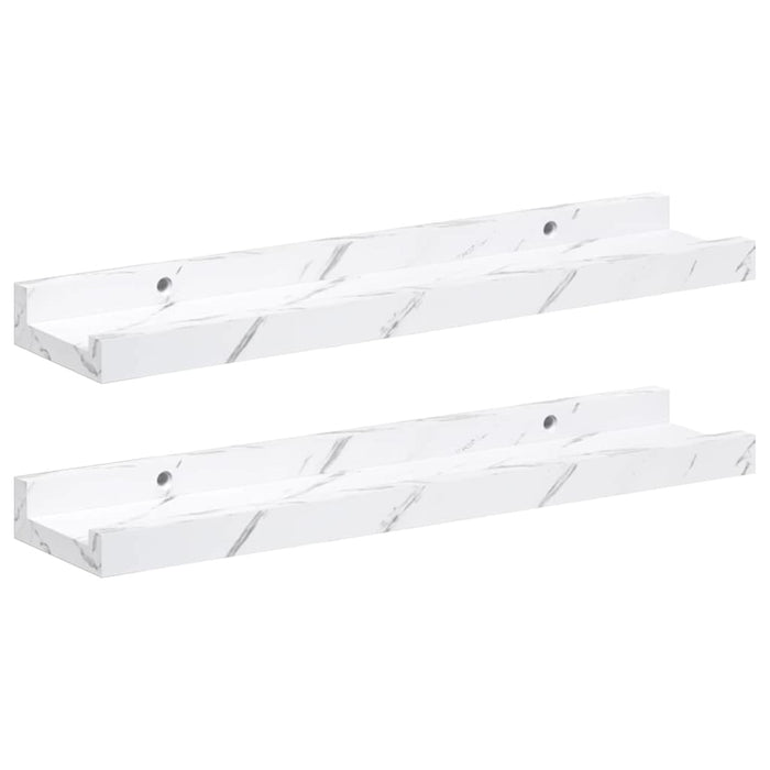 Raft de perete 2 pcs Marmură albă 40 x 9 x 3 cm Lemn compozit - WALTI WALTI