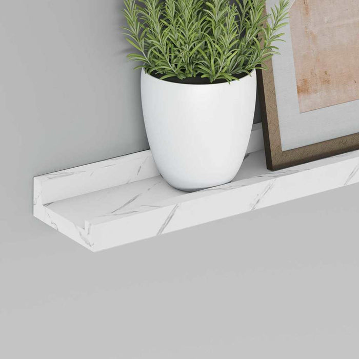 Raft de perete 2 pcs Marmură albă 60 x 9 x 3 cm Lemn compozit - WALTI WALTI