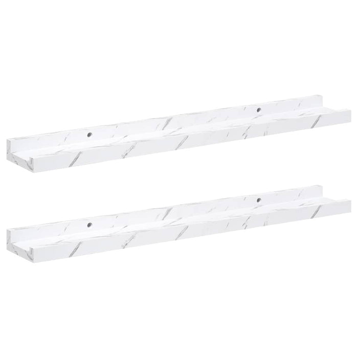 Raft de perete 2 pcs Marmură albă 60 x 9 x 3 cm Lemn compozit - WALTI WALTI