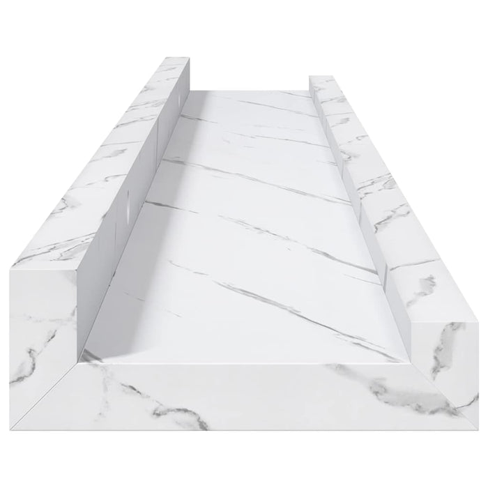 Raft de perete 2 pcs Marmură albă 60 x 9 x 3 cm Lemn compozit - WALTI WALTI
