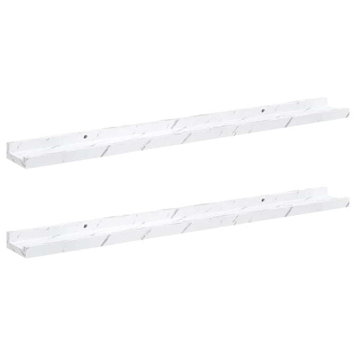 Raft de perete 2 pcs Marmură albă 80 x 9 x 3 cm Lemn compozit - WALTI WALTI