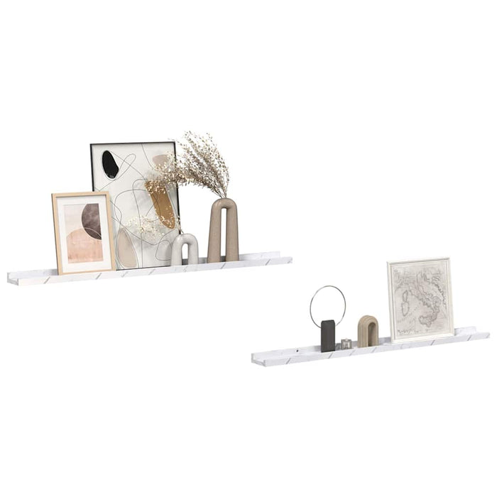 Raft de perete Montare pe perete 2 pcs Marmură albă WALTI