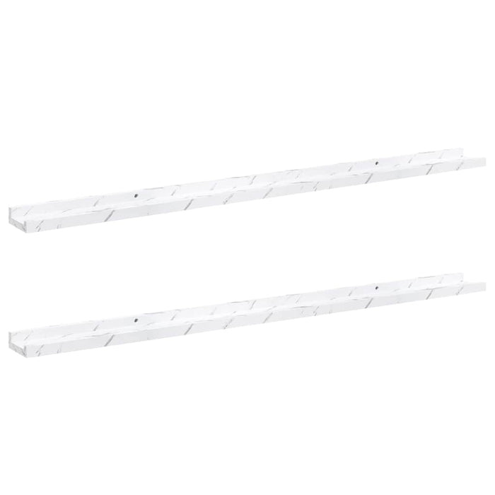 Raft de perete 2 pcs Marmură albă 115 x 9 x 3 cm Lemn compozit - WALTI WALTI