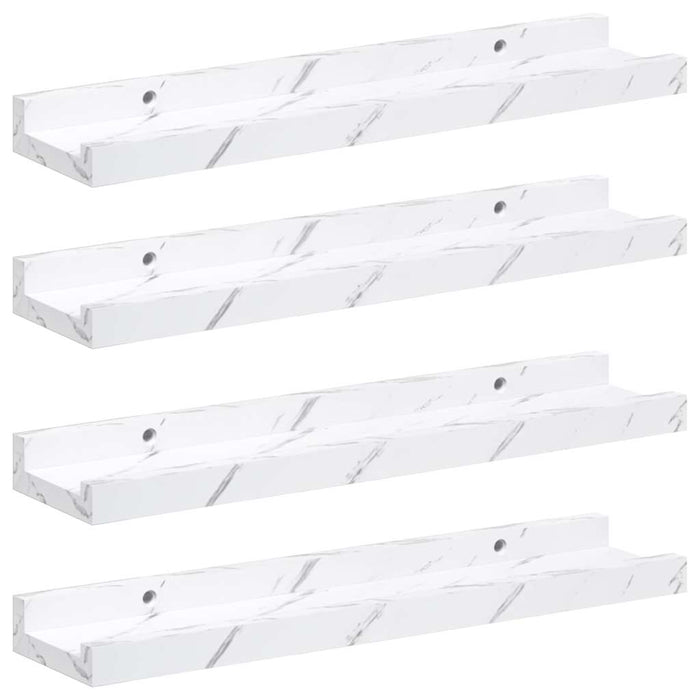 Raft de perete 4 pcs Marmură albă 40 x 9 x 3 cm Lemn compozit - WALTI WALTI