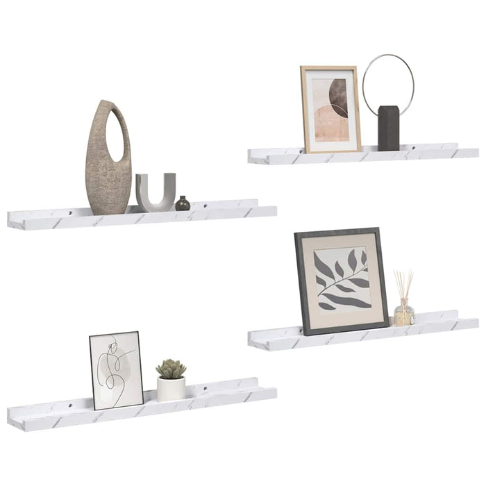 Raft de perete 4 pcs Marmură albă 40 x 9 x 3 cm Lemn compozit - WALTI WALTI