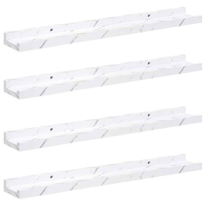 Raft de perete 4 pcs Marmură albă 60 x 9 x 3 cm Lemn compozit - WALTI WALTI