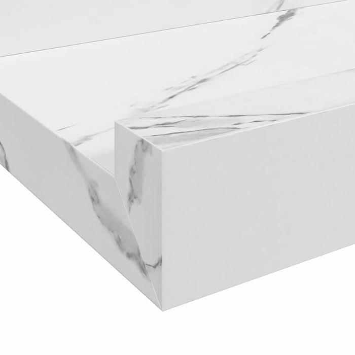 Raft de perete 4 pcs Marmură albă 80 x 9 x 3 cm Lemn compozit - WALTI WALTI