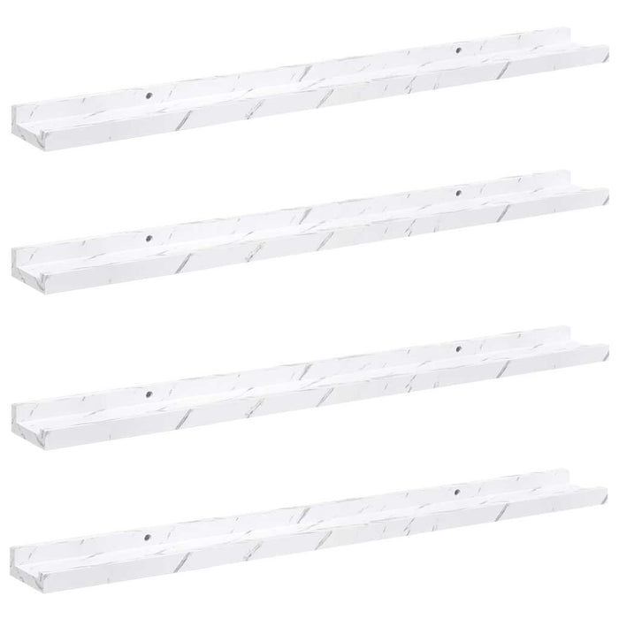 Raft de perete 4 pcs Marmură albă 80 x 9 x 3 cm Lemn compozit - WALTI WALTI