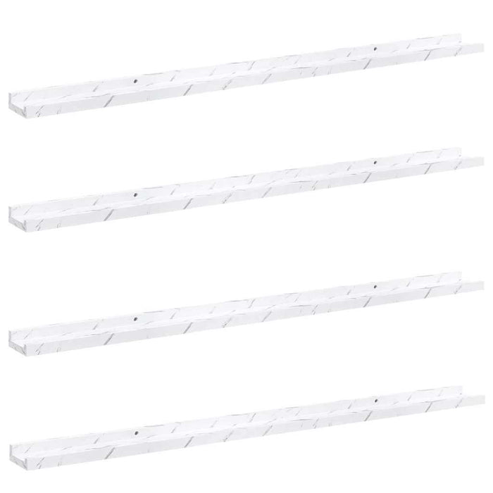 Raft de perete 4 pcs Marmură albă 115 x 9 x 3 cm Lemn compozit - WALTI WALTI