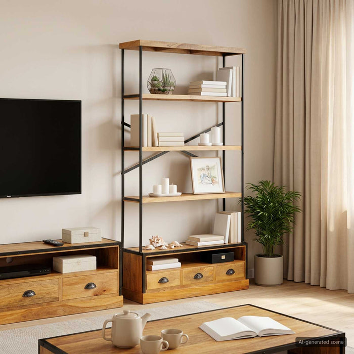 Bibliotecă cu 5 etaje natural 100 x 30 x 180 cm WALTI
