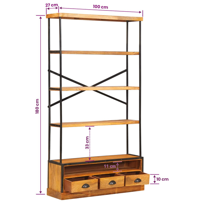 Bibliotecă cu 5 etaje natural 100 x 30 x 180 cm WALTI