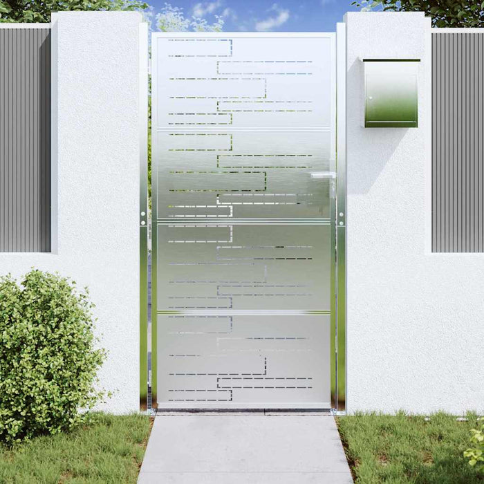 Poartă de grădină 85 x 196 cm Oţel inoxidabil Argintiu Blocat - WALTI WALTI