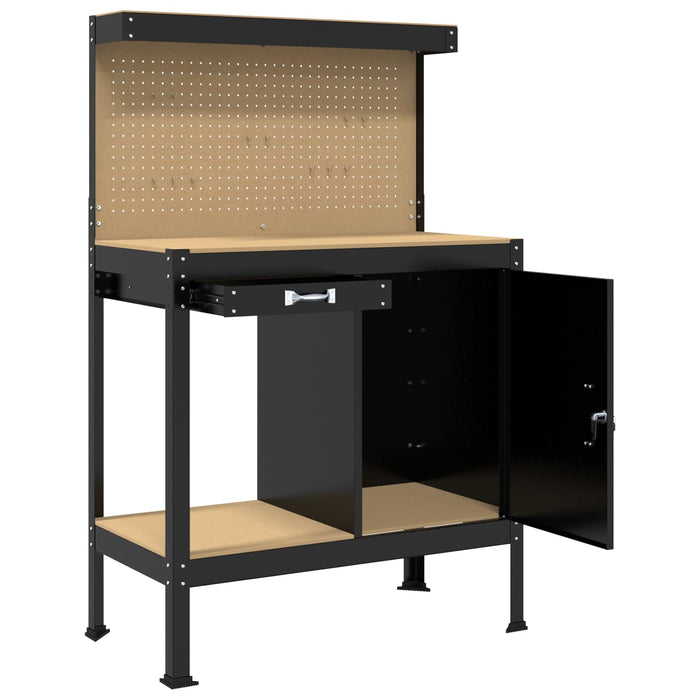 Bănci de lucru cu sertar Negru 81 x 41 x 145 cm Lemn compozit - WALTI WALTI