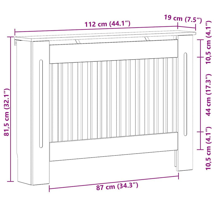 Capac pentru radiator Stejar fumuriu 112 x 19 x 81,5 cm - WALTI WALTI