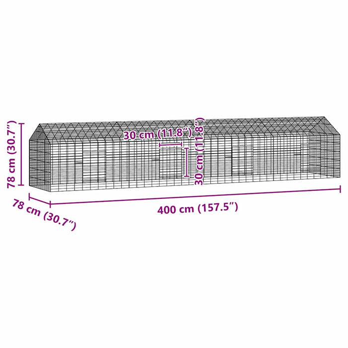Custodie pentru iepuri Argintiu 400 x 78 x 78 cm - WALTI WALTI