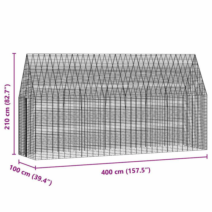 Custodie pentru iepuri Argintiu 400 x 100 x 210 cm - WALTI WALTI