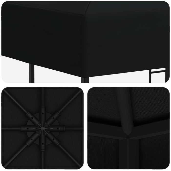 Foișor 3 x 3 m Negru Poliester și oțel 190 gsm - WALTI WALTI